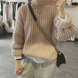 Autumn Winter Knitted Sweater For Women Oversize Solid Color Sweater