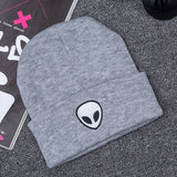 Hot Sale Embroidery Alien Hat Winter Men And Women Cuff Hats Soft Solid Beanies Hip Hop Unisex Warm Knitted Caps Gorros
