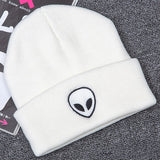 Hot Sale Embroidery Alien Hat Winter Men And Women Cuff Hats Soft Solid Beanies Hip Hop Unisex Warm Knitted Caps Gorros