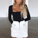 New Fashion Women's Long Sleeve Solid Square-Neck Long Top Loose T-shirt casual  t-shirts