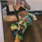 Rapwriter Streetwear Tie Dye Butterfly Print Pants For Women Summer 2020 High Waist Pants harajuku Joggers Trousers harajuku