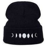 Unisex Moon Embroidery knitted hat women Men hat Moon Winter Knitted Wool Cap Hip-Hop Skullies hat Beanie Hats Casual Gorro cap