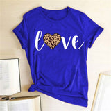 Leopard Heart Print Love T Shirts for Couples Women Fashion Short Sleeve Cute T-shirt Valentine's Day Tops Harajuku O-Neck Tees