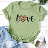 Leopard Heart Print Love T Shirts for Couples Women Fashion Short Sleeve Cute T-shirt Valentine's Day Tops Harajuku O-Neck Tees