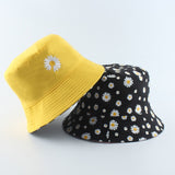 Summer Daisies Bucket Hat Women Fashion Cotton Beach Sun Hats Reversible Bob chapeau Femme Floral Panama Hat Fisherman Hat
