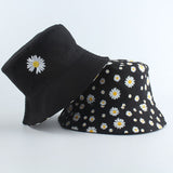 Summer Daisies Bucket Hat Women Fashion Cotton Beach Sun Hats Reversible Bob chapeau Femme Floral Panama Hat Fisherman Hat