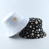 Summer Daisies Bucket Hat Women Fashion Cotton Beach Sun Hats Reversible Bob chapeau Femme Floral Panama Hat Fisherman Hat