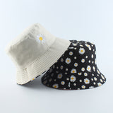 Summer Daisies Bucket Hat Women Fashion Cotton Beach Sun Hats Reversible Bob chapeau Femme Floral Panama Hat Fisherman Hat