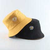 Summer Daisies Bucket Hat Women Fashion Cotton Beach Sun Hats Reversible Bob chapeau Femme Floral Panama Hat Fisherman Hat
