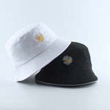 Summer Daisies Bucket Hat Women Fashion Cotton Beach Sun Hats Reversible Bob chapeau Femme Floral Panama Hat Fisherman Hat