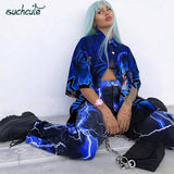Lightning Printing Pants For Women Wide Leg In a Cage Casual Pant Femme Punk Female Trouser Harajuku Pantalones Mujer