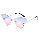 Luxury Fashion Fire Flame Sunglasses Women Rimless Wave Sun Glasses Metal Shades For Vintage Women Mirror Eyewear UV400