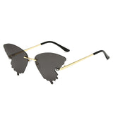 Luxury Fashion Fire Flame Sunglasses Women Rimless Wave Sun Glasses Metal Shades For Vintage Women Mirror Eyewear UV400