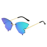 Luxury Fashion Fire Flame Sunglasses Women Rimless Wave Sun Glasses Metal Shades For Vintage Women Mirror Eyewear UV400