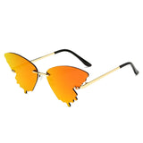 Luxury Fashion Fire Flame Sunglasses Women Rimless Wave Sun Glasses Metal Shades For Vintage Women Mirror Eyewear UV400