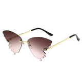 Luxury Fashion Fire Flame Sunglasses Women Rimless Wave Sun Glasses Metal Shades For Vintage Women Mirror Eyewear UV400