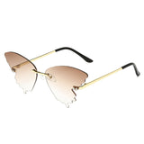 Luxury Fashion Fire Flame Sunglasses Women Rimless Wave Sun Glasses Metal Shades For Vintage Women Mirror Eyewear UV400