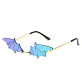 Luxury Fashion Fire Flame Sunglasses Women Rimless Wave Sun Glasses Metal Shades For Vintage Women Mirror Eyewear UV400