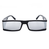 Vintage Rectangle Sunglasses Women Small Frame Mirror Sun Glasses Silver Black Lens Men One Piece Punk Eyeglasses Gafas Shades