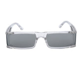 Vintage Rectangle Sunglasses Women Small Frame Mirror Sun Glasses Silver Black Lens Men One Piece Punk Eyeglasses Gafas Shades