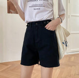 High Waist Wide Leg Denim Shorts For Women 2020 New Summer Blue Or Black Jean Buttons Half Casual Bermuda Shorts For Women