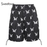 Sweetown Casual Loose Jogger Shorts For Women Home Fashion Butterfly