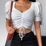 V Neck Corset Crop Top Women Fashion Ruffles Bandage Summer Tank Top 2020 Streetwear Casual Women Tops White Camisole