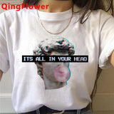 Michelangelo Aesthetic Harajuku T Shirt Women Ullzang Vaporwave T-shirt Vintage 90s Graphic Tshirt Fashion Anime Top Tees Female