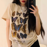 VIP HJN Butterfly T Shirt Aesthetic Cotton T Shirt Women Harajuku Graphic Tees Shirt Sun Flower Butterfly Women's T-shirt