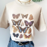 VIP HJN Butterfly T Shirt Aesthetic Cotton T Shirt Women Harajuku Graphic Tees Shirt Sun Flower Butterfly Women's T-shirt