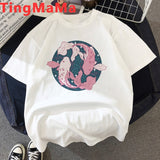 Funny The Great Wave T Shirt Women Kawaii Summer Tops Cartoon T-shirt Vaporwave Cute Mountain Peak Graphic Tees Plus Size Female