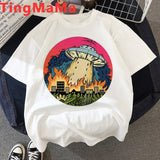 Funny The Great Wave T Shirt Women Kawaii Summer Tops Cartoon T-shirt Vaporwave Cute Mountain Peak Graphic Tees Plus Size Female