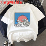 Funny The Great Wave T Shirt Women Kawaii Summer Tops Cartoon T-shirt Vaporwave Cute Mountain Peak Graphic Tees Plus Size Female
