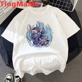 Funny The Great Wave T Shirt Women Kawaii Summer Tops Cartoon T-shirt Vaporwave Cute Mountain Peak Graphic Tees Plus Size Female