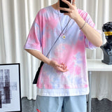 Men Tie Dye Colorful Summer TShirts Male 2020 Harajuku Casual O-Neck Tee Men's Oversize Unisex T-shirts Fashions