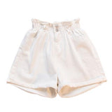 2020 Summer High Waist Denim Shorts Women Casual Loose Ladies Fashion Roll Up Hem Elastic Waist Pocket Blue White Jeans Female