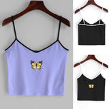 Crop Tops Butterfly Print Tank Women  Halter Vest Clothing Party Club Bustier Summer Bottoming Cropped Sports Crops @CE