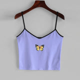 Crop Tops Butterfly Print Tank Women  Halter Vest Clothing Party Club Bustier Summer Bottoming Cropped Sports Crops @CE