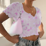 Summer Tops For Women 2020 V-Neck Ribbed Short-Sleeve Button Short Top  Deep V-Neck Streetwear Tanks Tops Camis