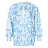 Sweetown 2020 Autumn Winter Tie Dye Hoodies Women Casual Oversized Sweatshirts Zip-Up Long Sleeve Pullover Streetwear Outfits