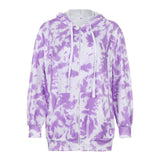 Sweetown 2020 Autumn Winter Tie Dye Hoodies Women Casual Oversized Sweatshirts Zip-Up Long Sleeve Pullover Streetwear Outfits
