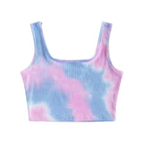Tank Top Women Ladies Tie-dye Print Sleeveless Blouse Pullover Vest Tank Crop Tops Shirts Топ Женский