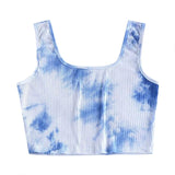 Tank Top Women Ladies Tie-dye Print Sleeveless Blouse Pullover Vest Tank Crop Tops Shirts Топ Женский