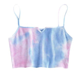 Tank Top Women Ladies Tie-dye Print Sleeveless Blouse Pullover Vest Tank Crop Tops Shirts Топ Женский