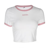 Women Angel Letter Printed Tees Summer Short Sleeve T-Shirts Fashion Slim Crop Top Casual Outdoor Dance Knot Short Tops 2020 New