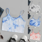 New Women Tie-dye Crop Tops Summer Camis Women Casual Tank Tops Vest Sleeveless Crop Tops blusas @CE