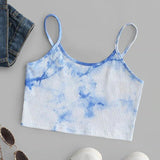 New Women Tie-dye Crop Tops Summer Camis Women Casual Tank Tops Vest Sleeveless Crop Tops blusas @CE