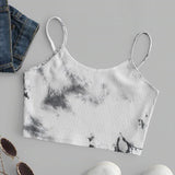 New Women Tie-dye Crop Tops Summer Camis Women Casual Tank Tops Vest Sleeveless Crop Tops blusas @CE