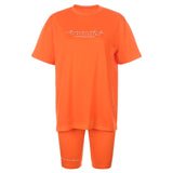 Casual Basic Women's Two Pieces of Sets Homewear Oversize Shirt and Skinny Shorts Set Streetwear Letter Print Set  Cuteandpsycho
