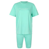 Casual Basic Women's Two Pieces of Sets Homewear Oversize Shirt and Skinny Shorts Set Streetwear Letter Print Set  Cuteandpsycho